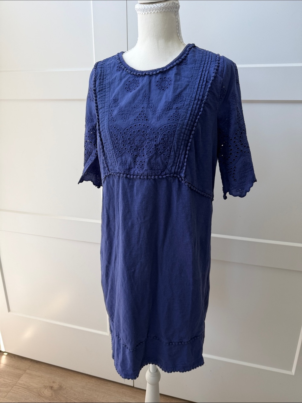Biden Women's Navy Eyelet cotton Shift Dress